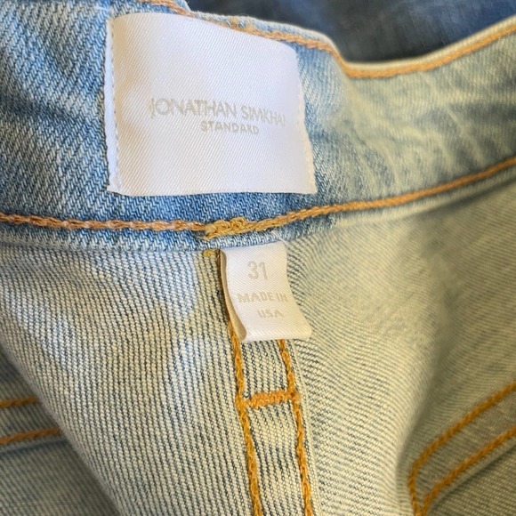 Jonathan Simkhai Standard River High Rise Fray Hem Jeans 31 12 Straight Light - Picture 5 of 10